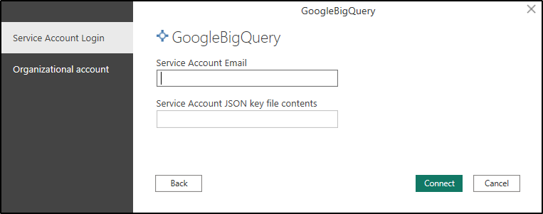 power bi big query service account