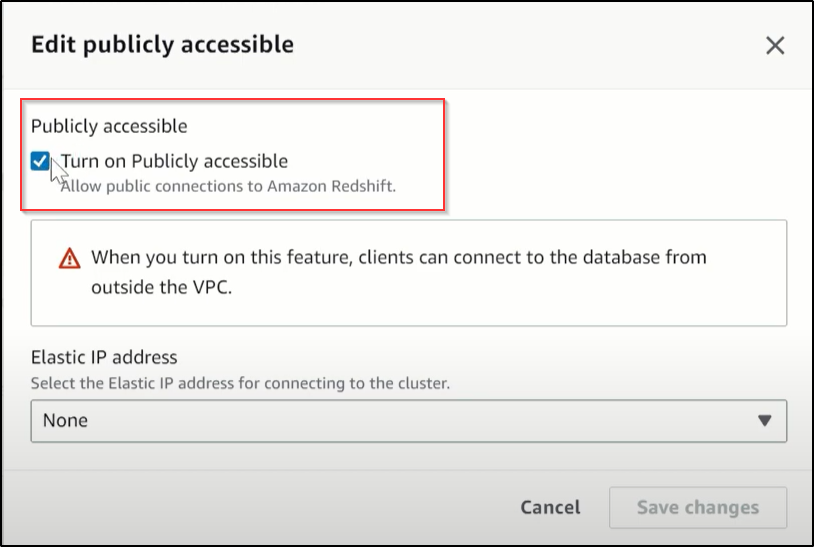 tableau redshift publicly accessible