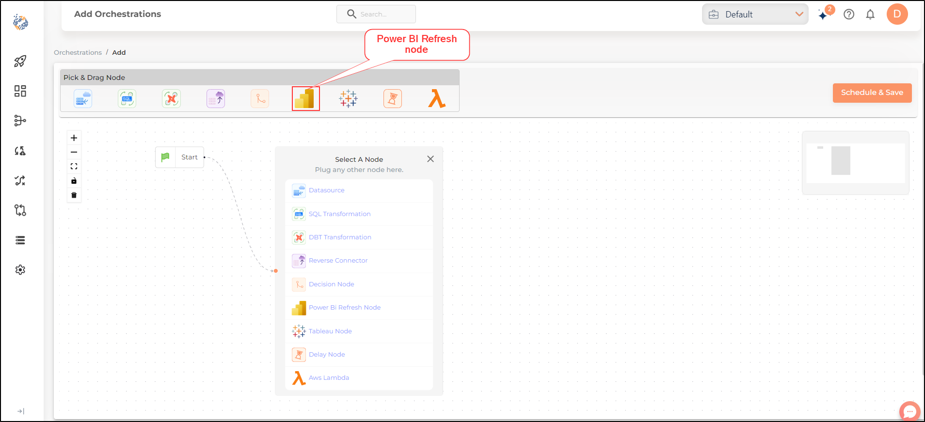 orchestrations power bi refresh node