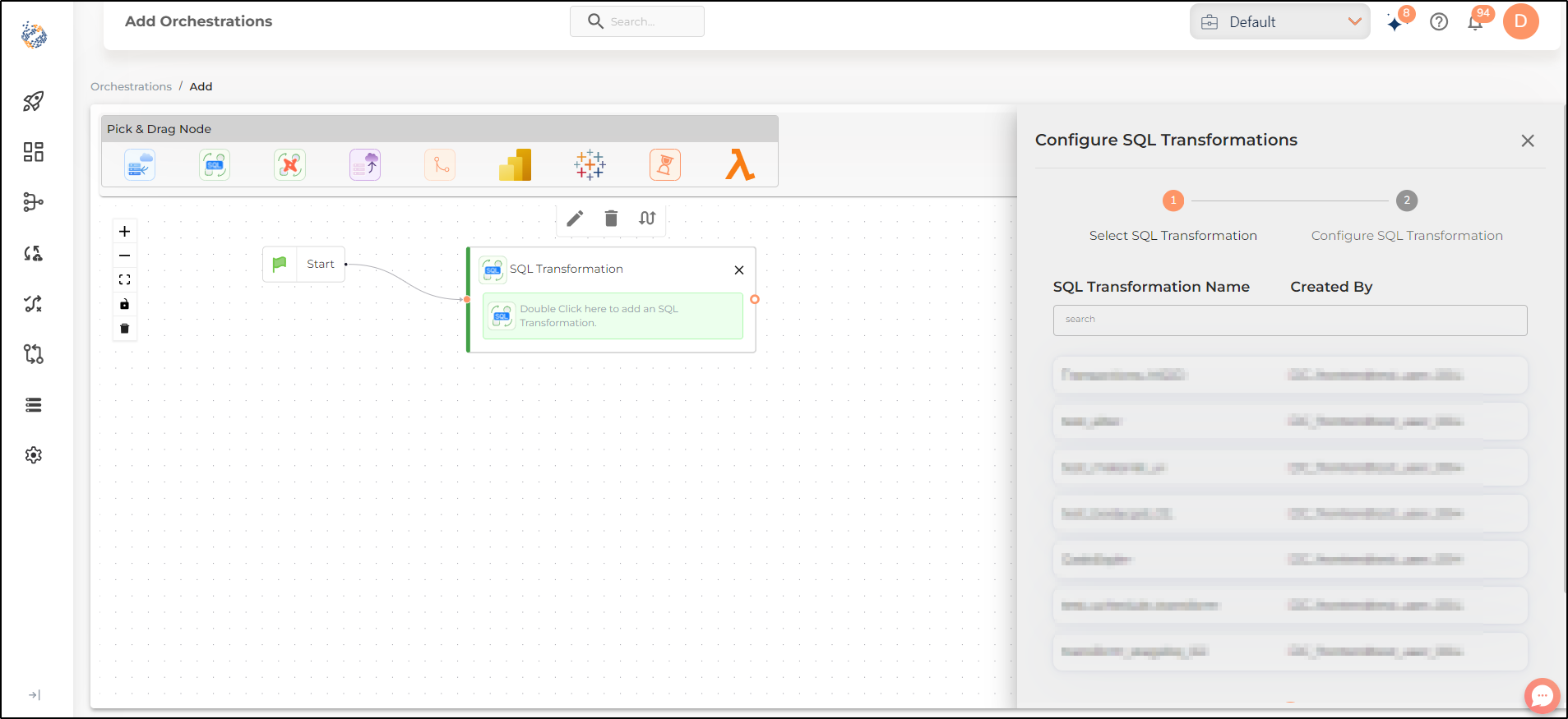 orchestrations sql transformation node 2