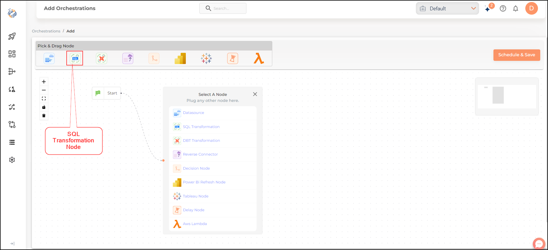 orchestrations sql transformation node