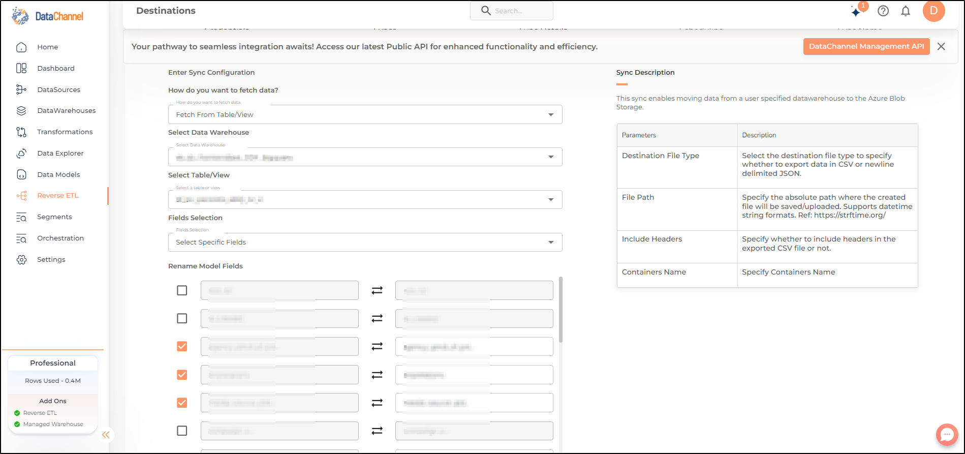 azure blob storage reverse export config1