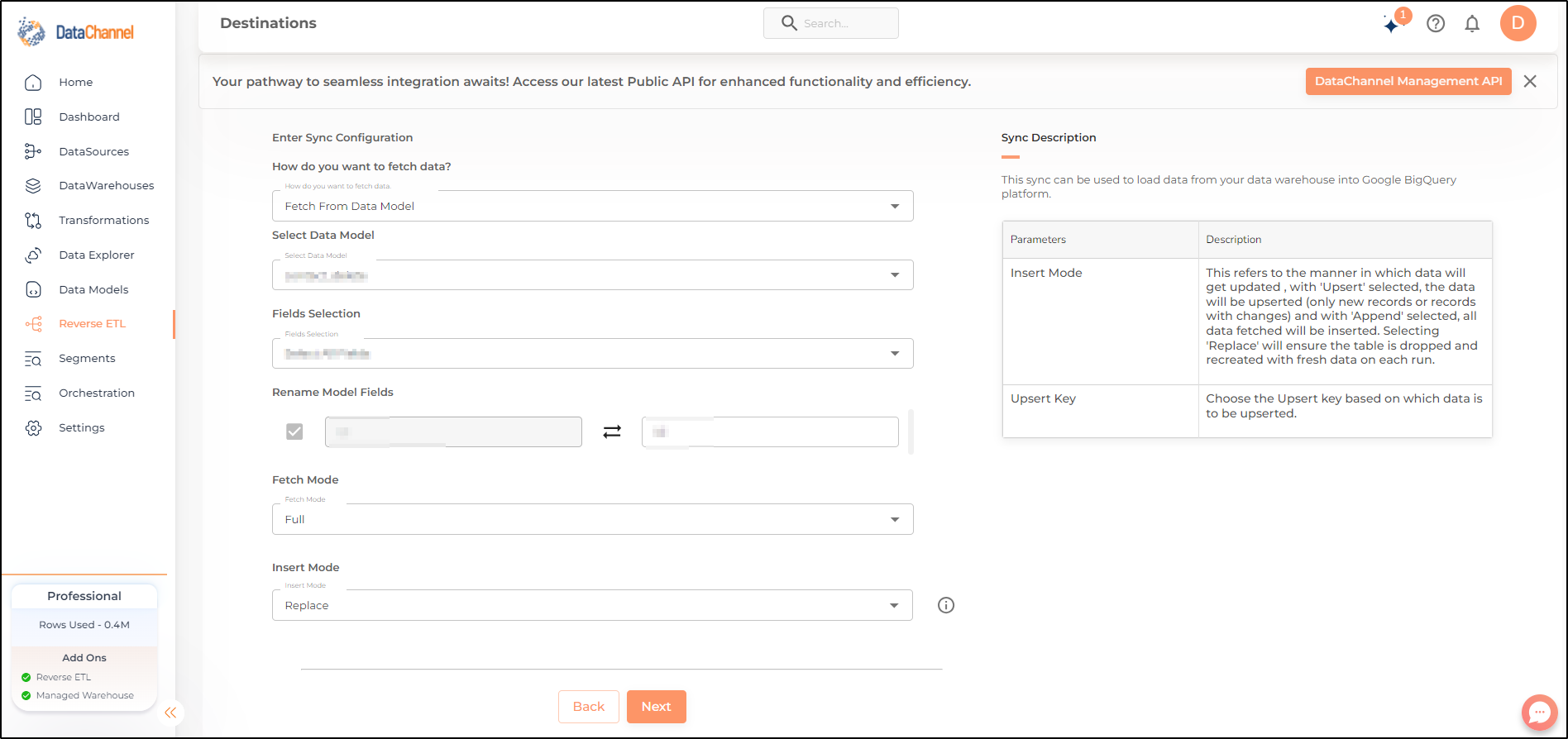 bigquery reverse export config