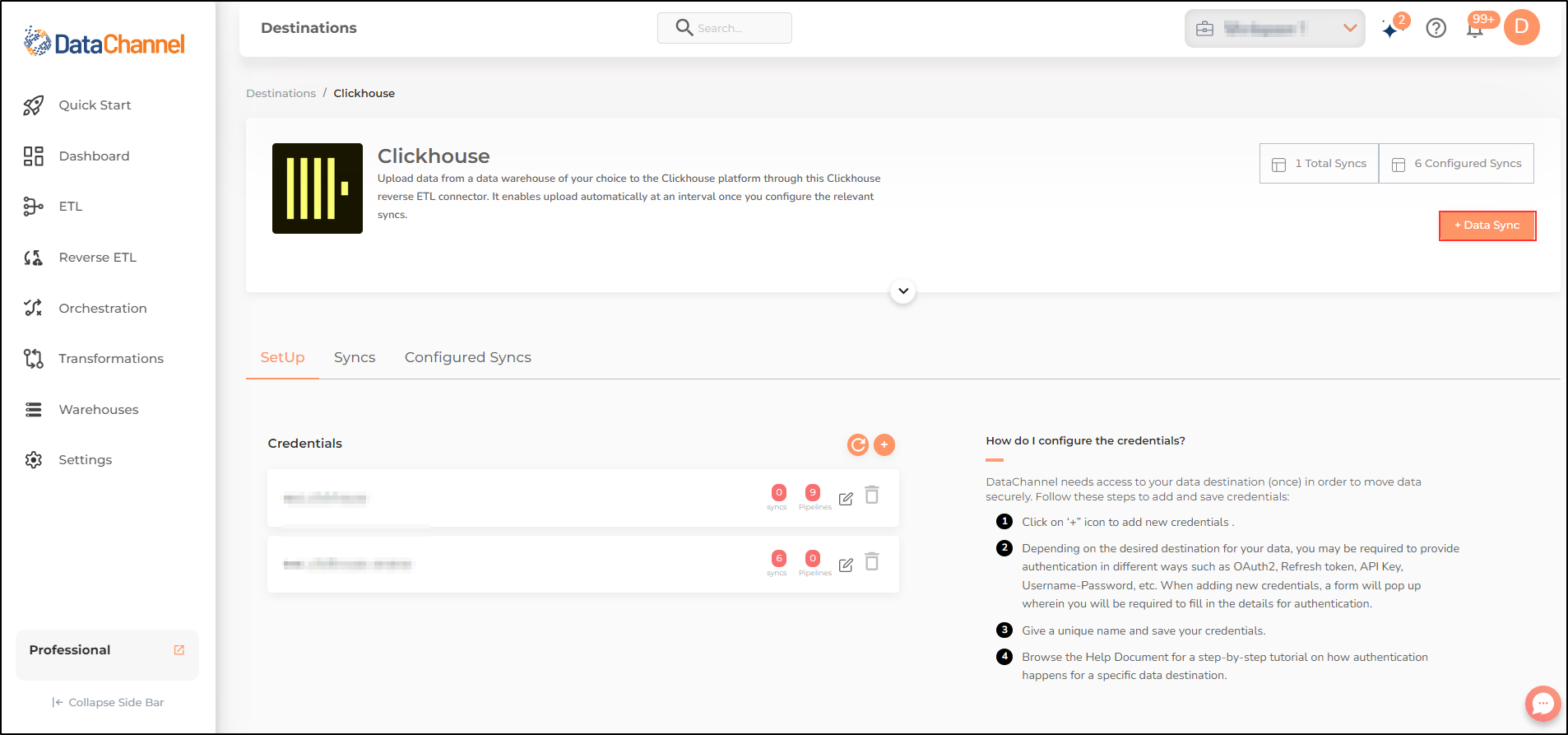 clickhouse data destination detail