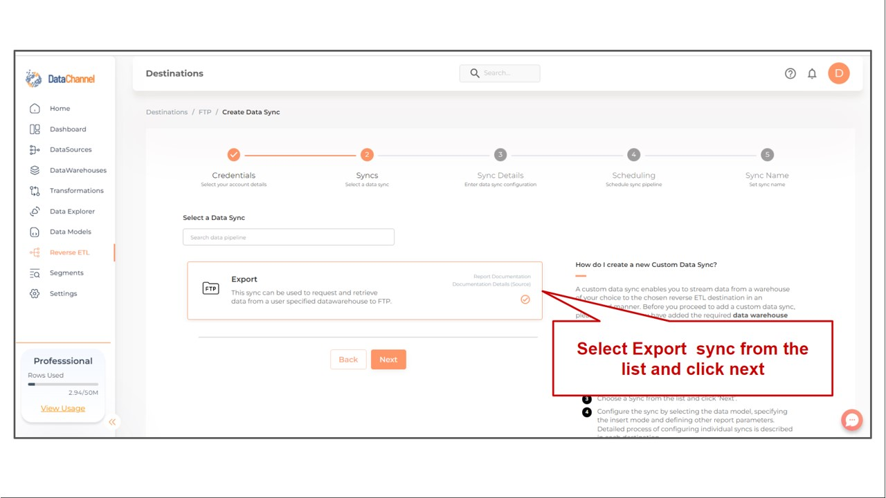 ftp export sync