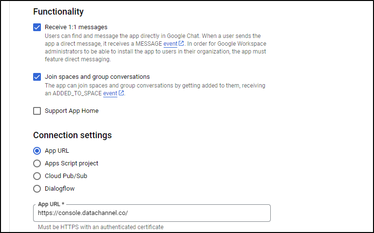 google chat configuration 2