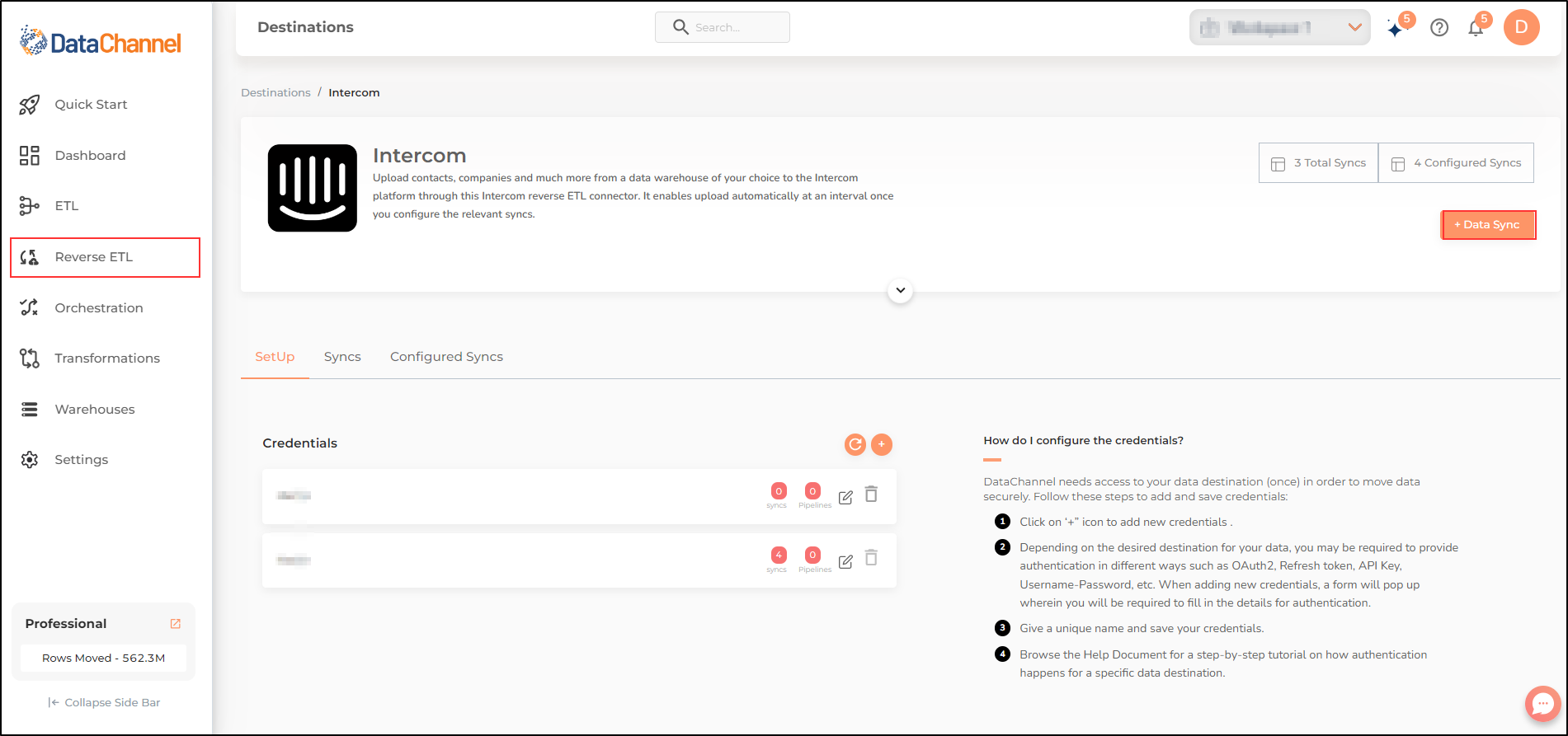 intercom reverse data destination detail