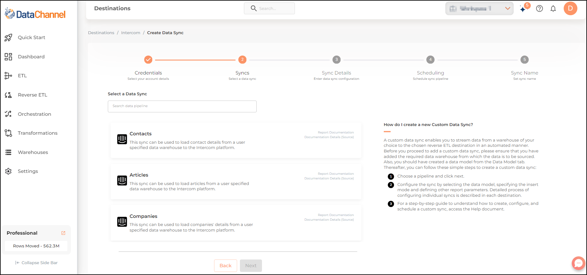 intercom reverse syncs list