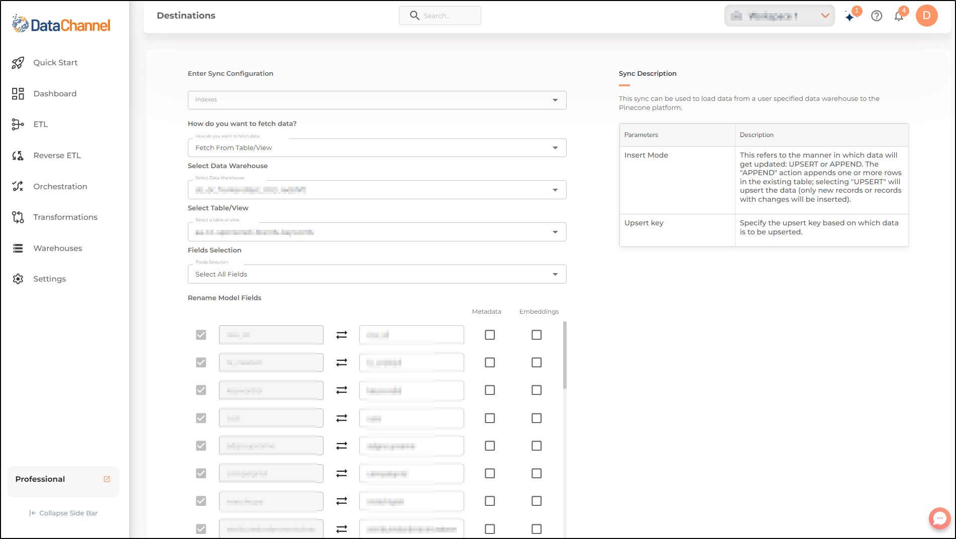 pinecone upsert data config 1