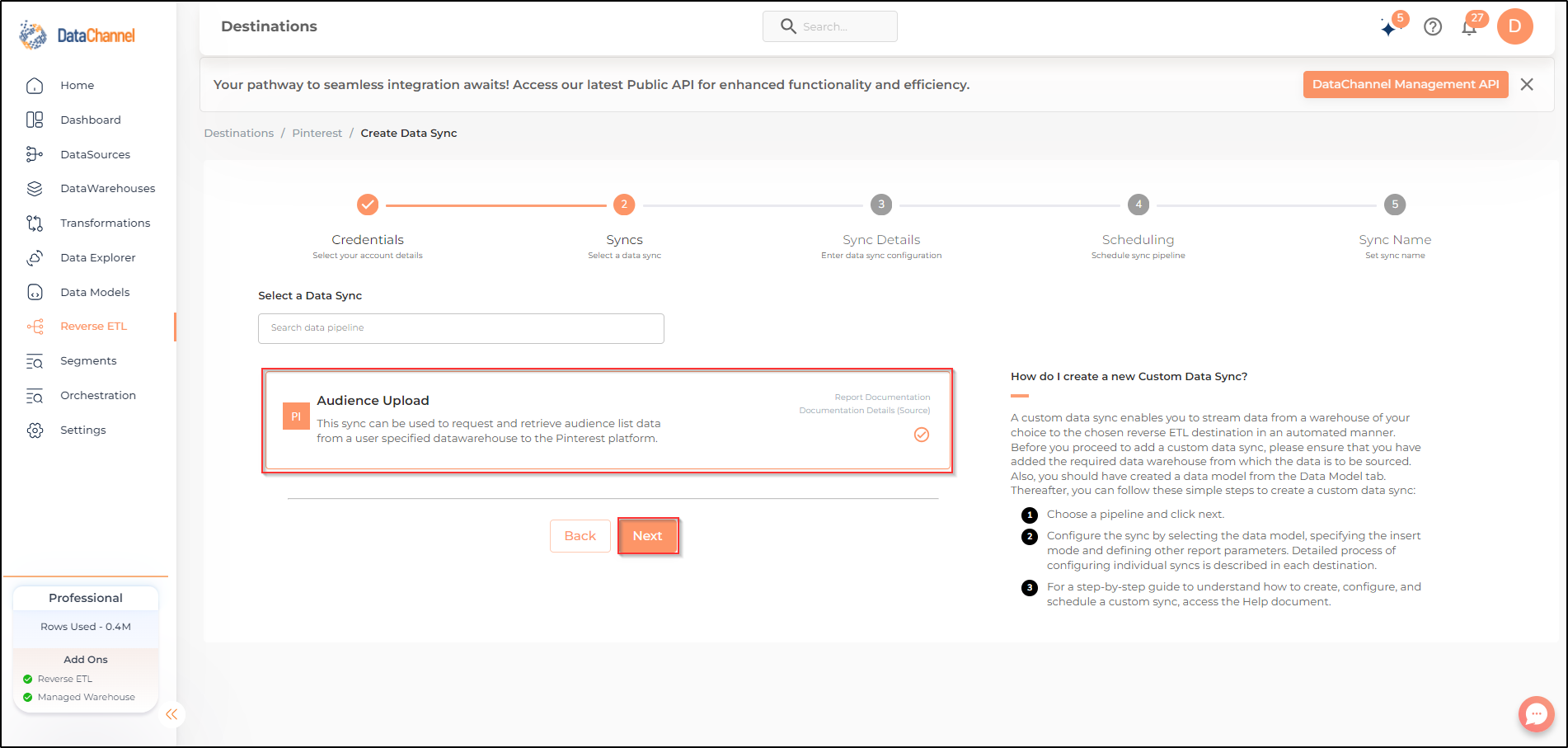 pinterest audience upload sync