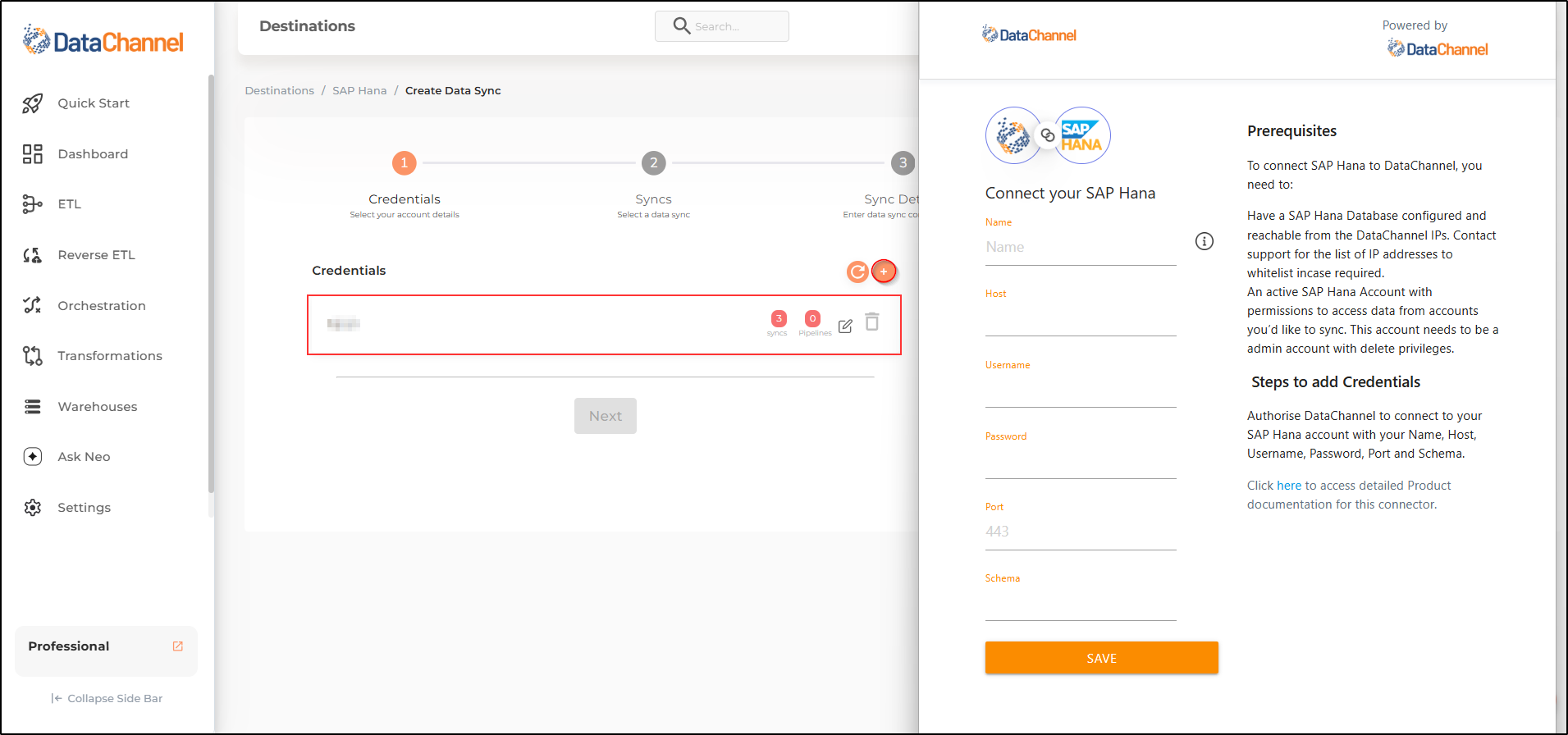 sap hana creds