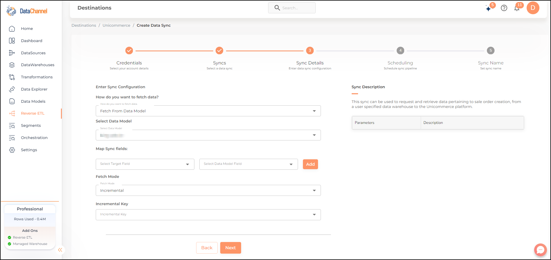 unicommerce reverse create sale order parameters