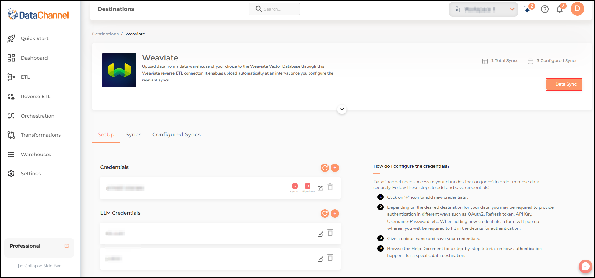 weaviate data destination detail